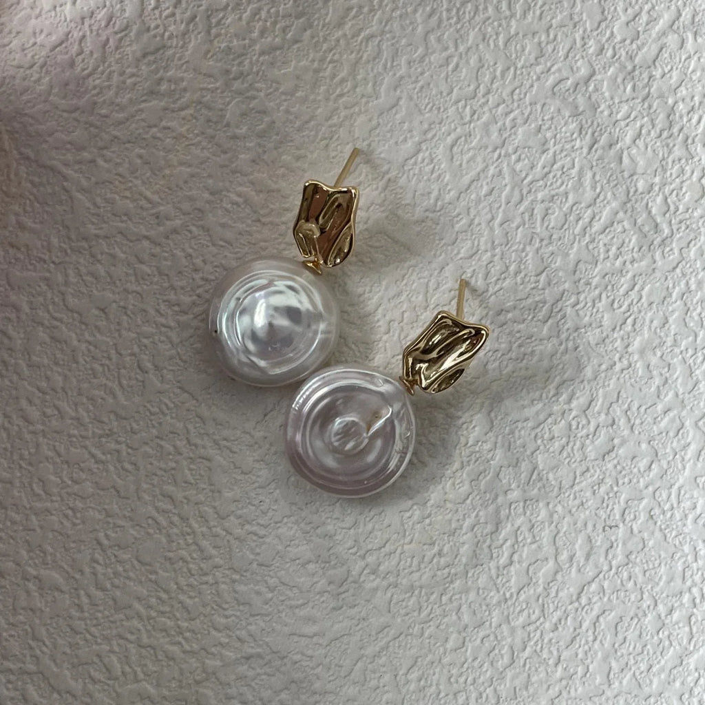 Baroque Pearl Drop Earrings – 14k Gold Filled - Irregular Beauty Pearl