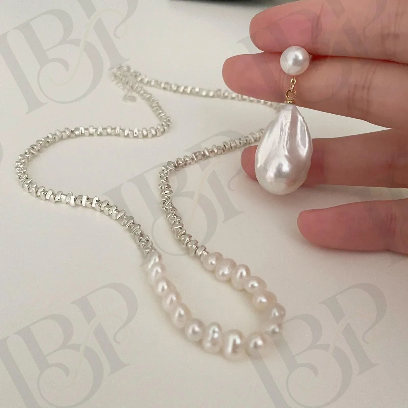 Asymmetrical Baroque Pearl Drop Earrings - Sterling Silver Dangles - Irregular Beauty Pearl