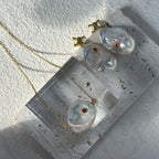 Ruby Zircon Petal Pearl Necklace - Irregular Beauty Pearl