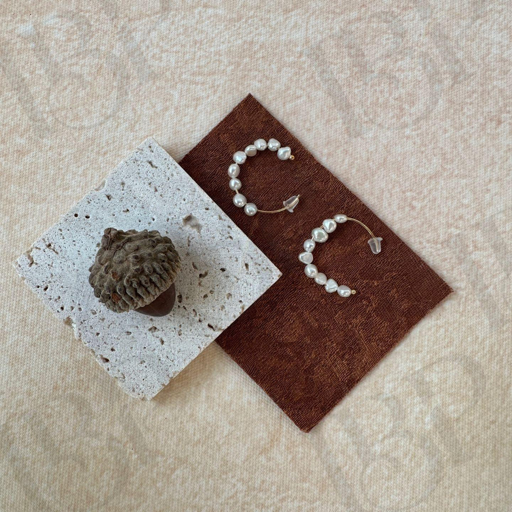 Interlocking Circle Earrings - Irregular Beauty Pearl