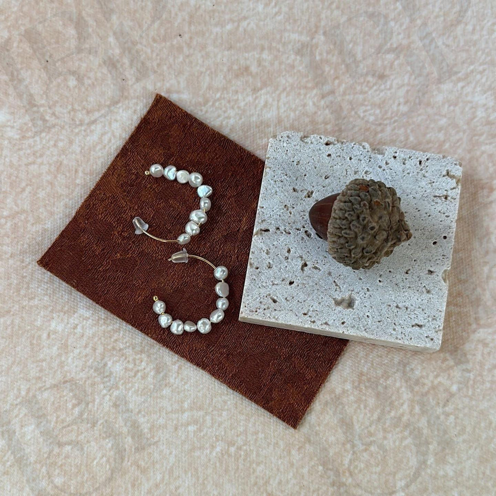 Interlocking Circle Earrings - Irregular Beauty Pearl