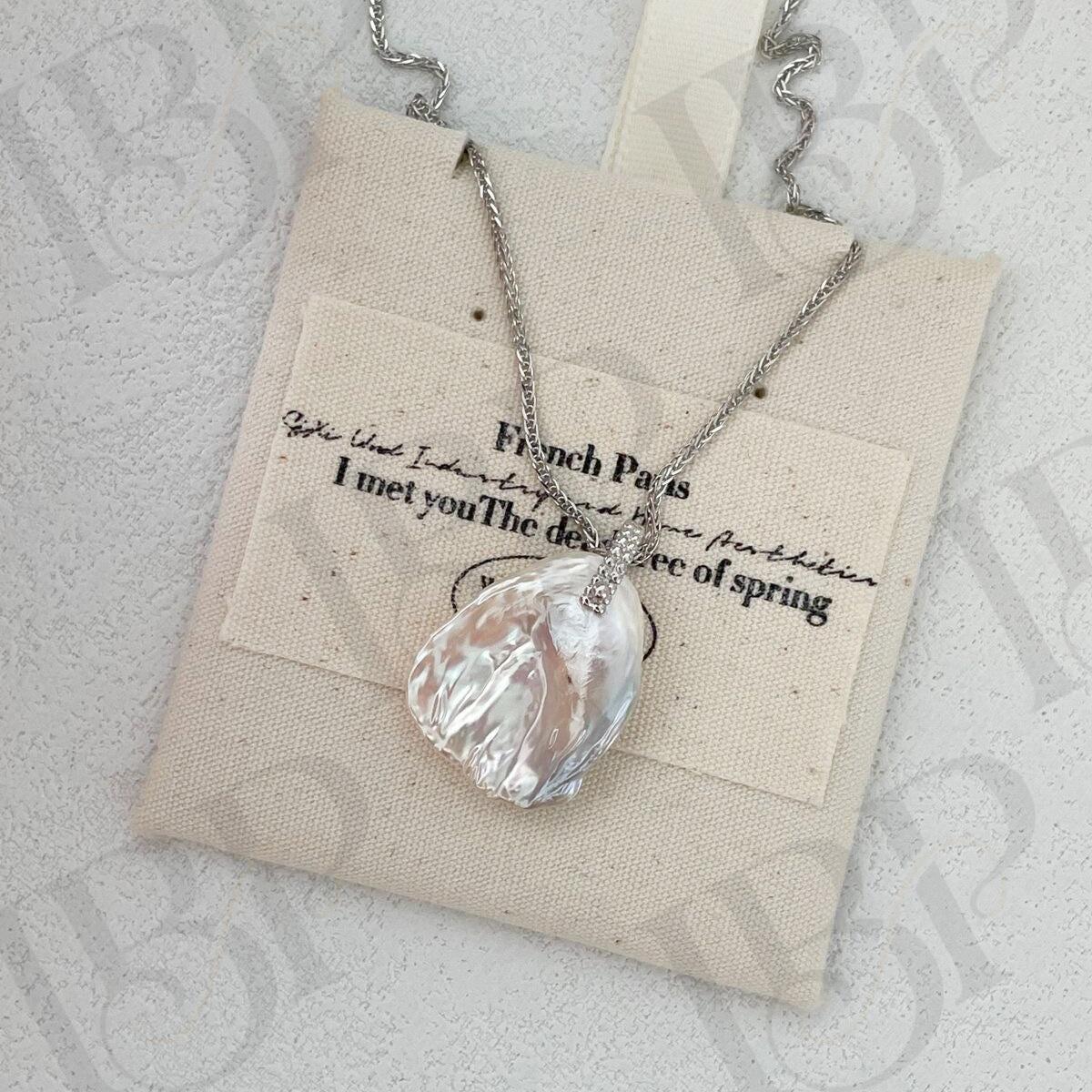 Keshi Pearl Pendant Necklace - Sterling Silver - Irregular Beauty Pearl