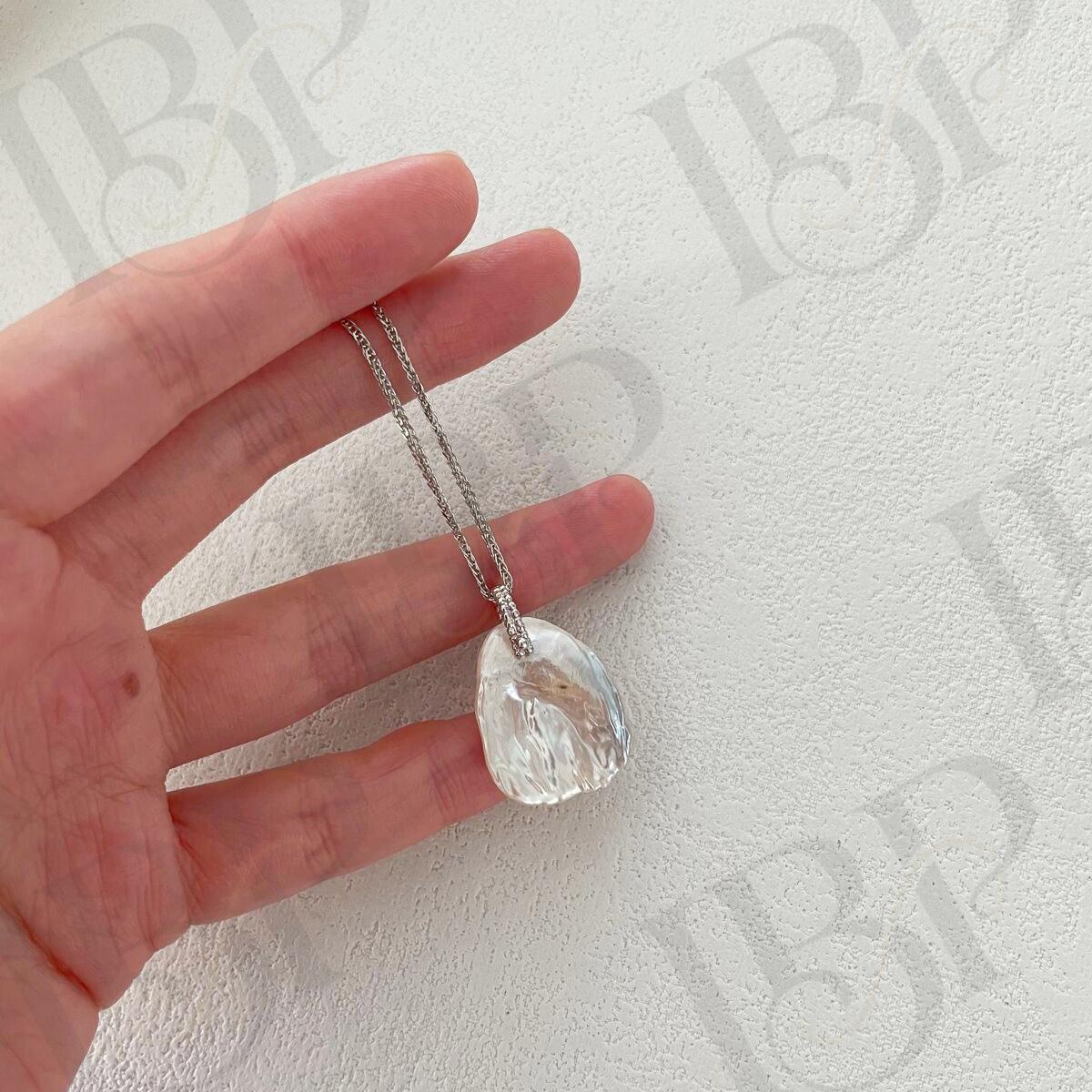 Keshi Pearl Pendant Necklace - Sterling Silver - Irregular Beauty Pearl