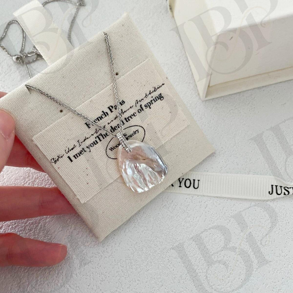 Keshi Pearl Pendant Necklace - Sterling Silver - Irregular Beauty Pearl