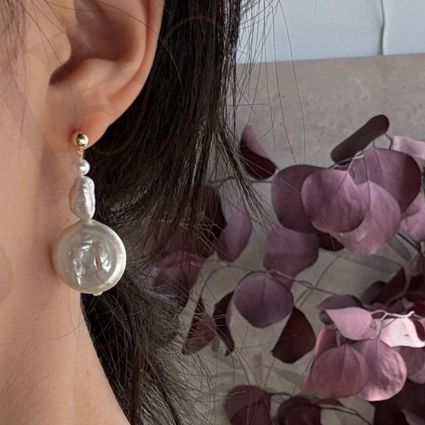 14k Gold Filled Pearl Drop Earrings - Irregular Beauty Pearl