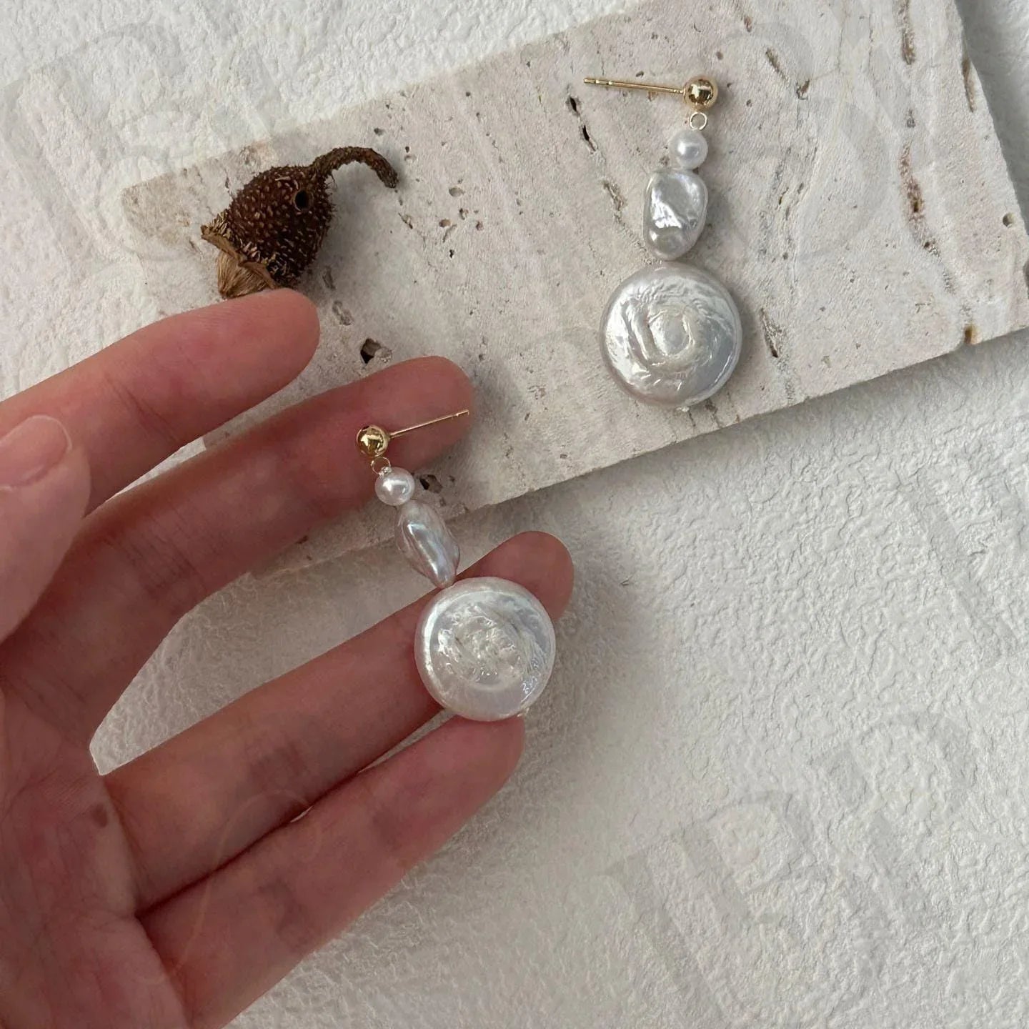 14k Gold Filled Pearl Drop Earrings - Irregular Beauty Pearl