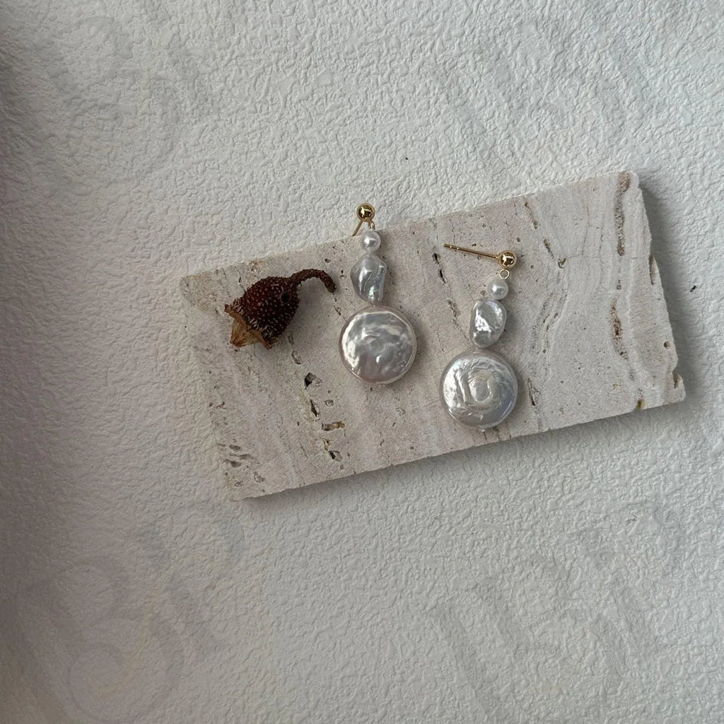 14k Gold Filled Pearl Drop Earrings - Irregular Beauty Pearl