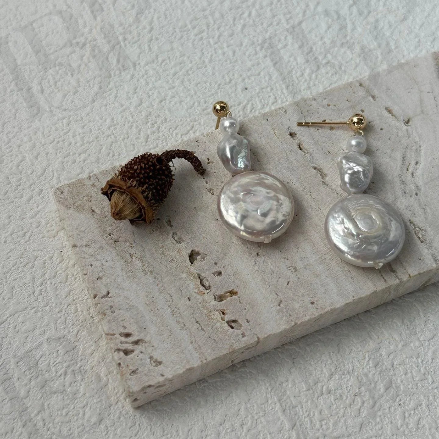 14k Gold Filled Pearl Drop Earrings - Irregular Beauty Pearl