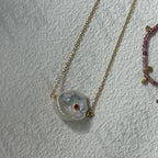 Ruby Zircon Petal Pearl Necklace - Irregular Beauty Pearl