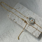 Ruby Zircon Petal Pearl Necklace - Irregular Beauty Pearl