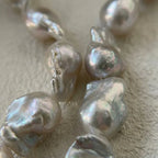 Large Baroque Pearl Necklace - Sterling Silver Beaded Strand - Irregular Beauty Pearl