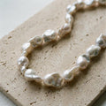 Large Baroque Pearl Necklace - Sterling Silver Beaded Strand - Irregular Beauty Pearl