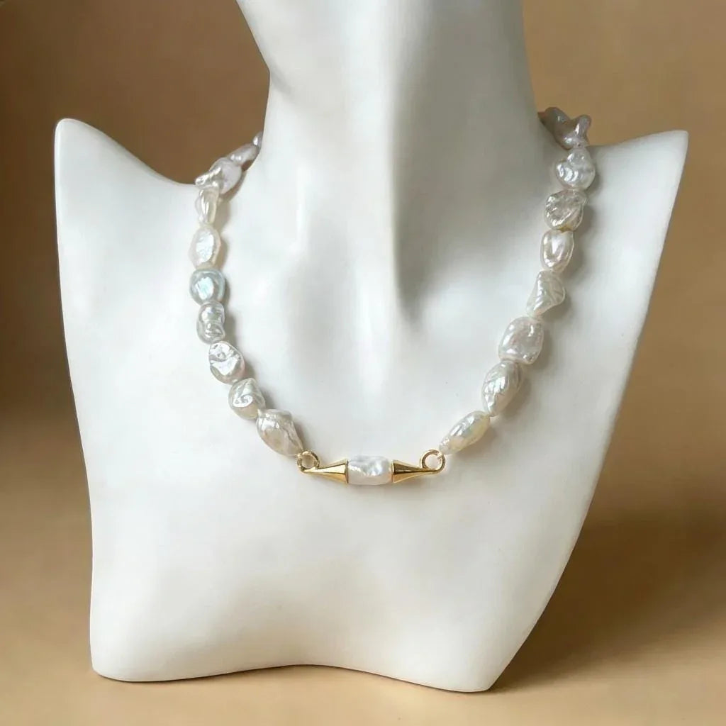 Winged Baroque Pearl Necklace - Irregular Beauty Pearl