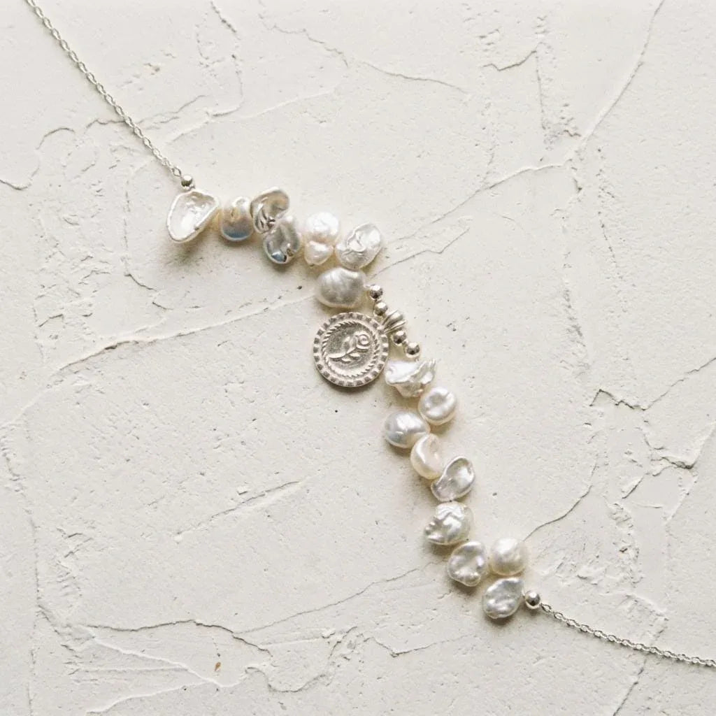 Sterling Silver Petal Pearl Necklace - Irregular Beauty Pearl
