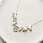 Sterling Silver Petal Pearl Necklace - Irregular Beauty Pearl