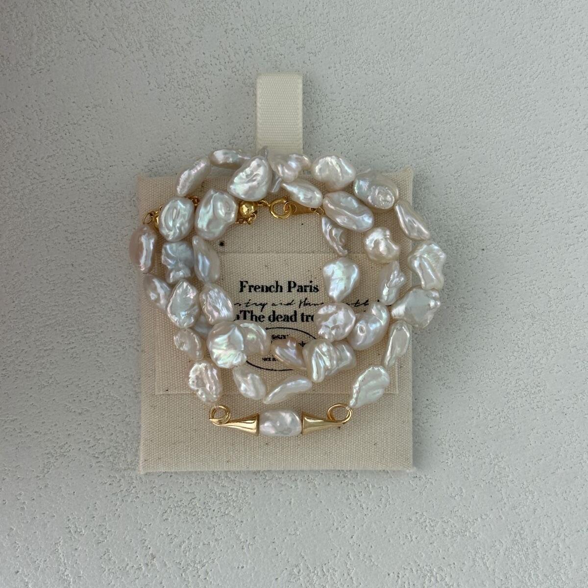 Winged Baroque Pearl Necklace - Irregular Beauty Pearl
