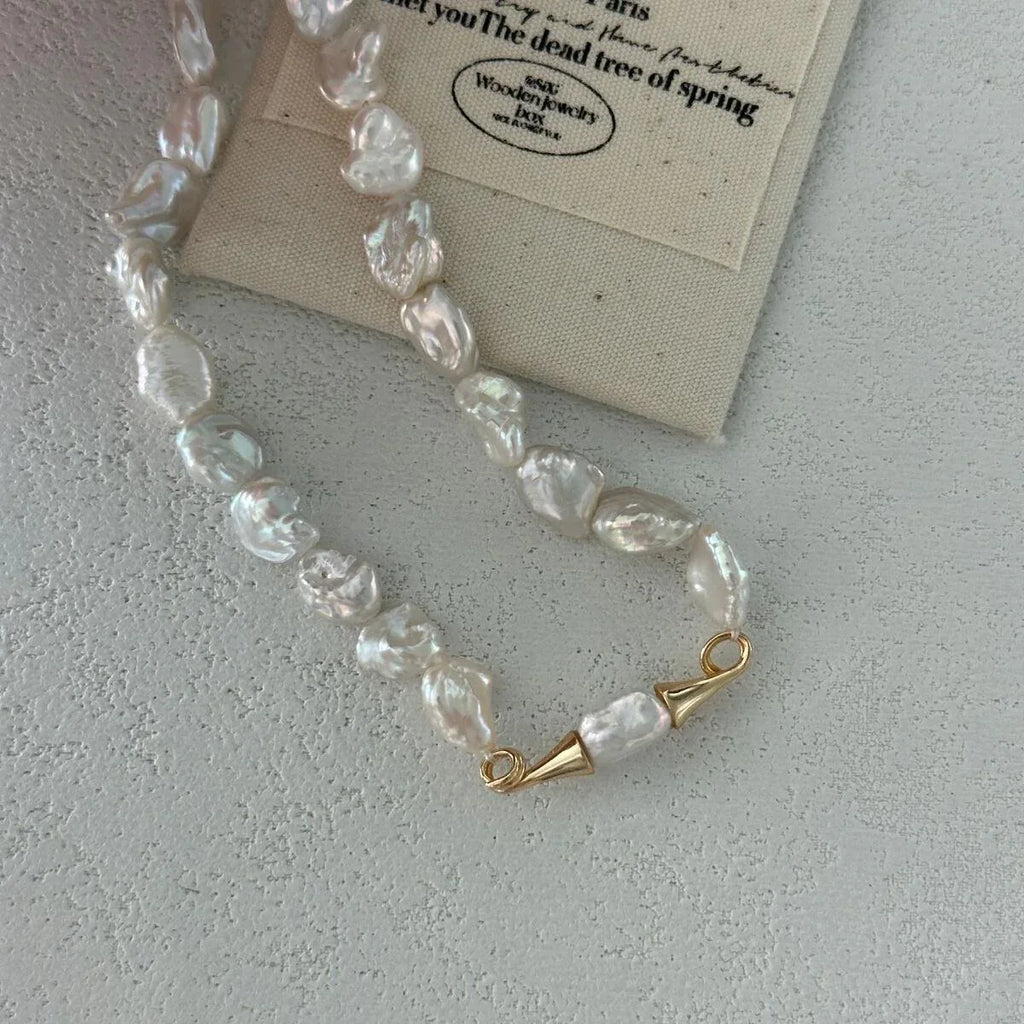 Winged Baroque Pearl Necklace - Irregular Beauty Pearl