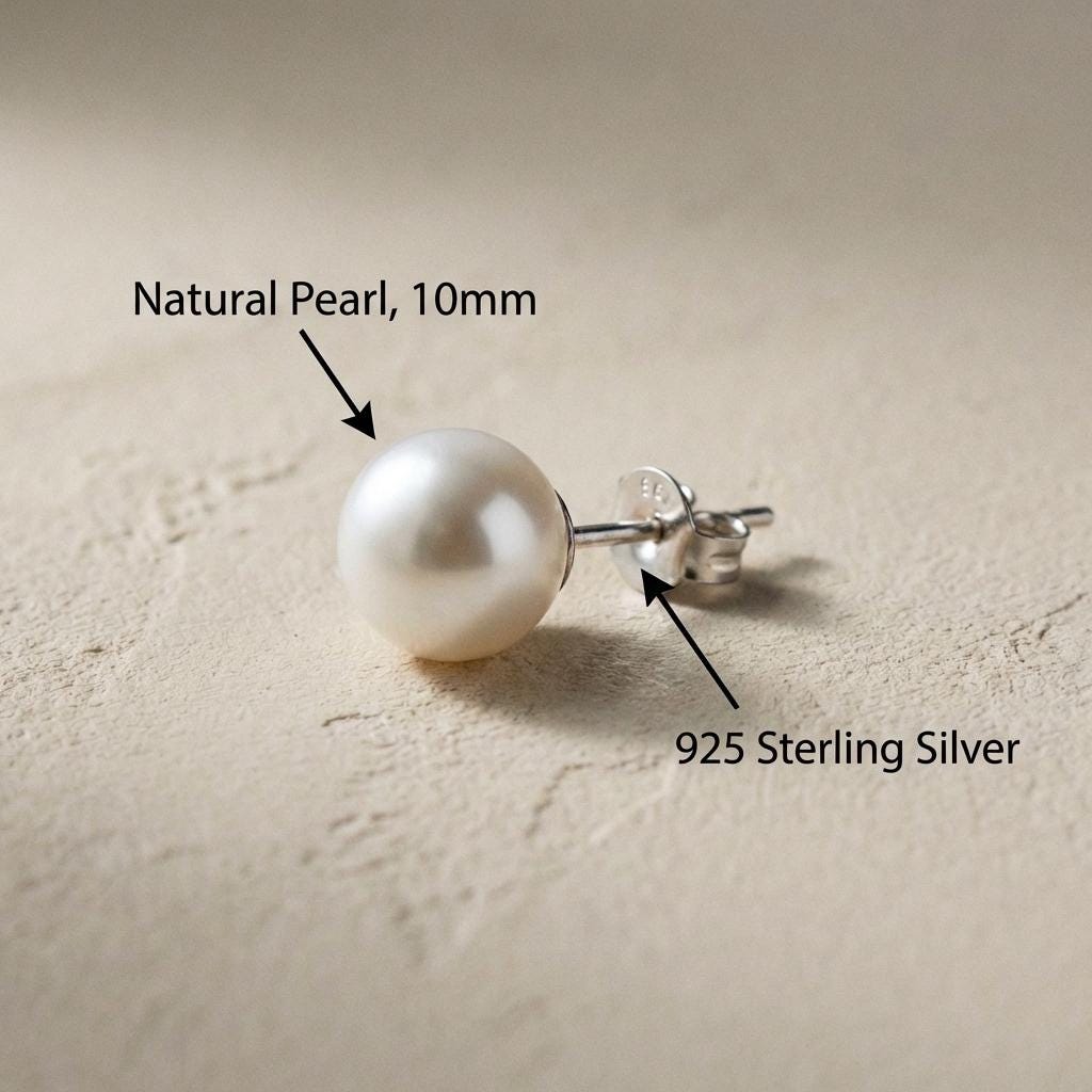 Sterling Silver Pearl Stud Earrings