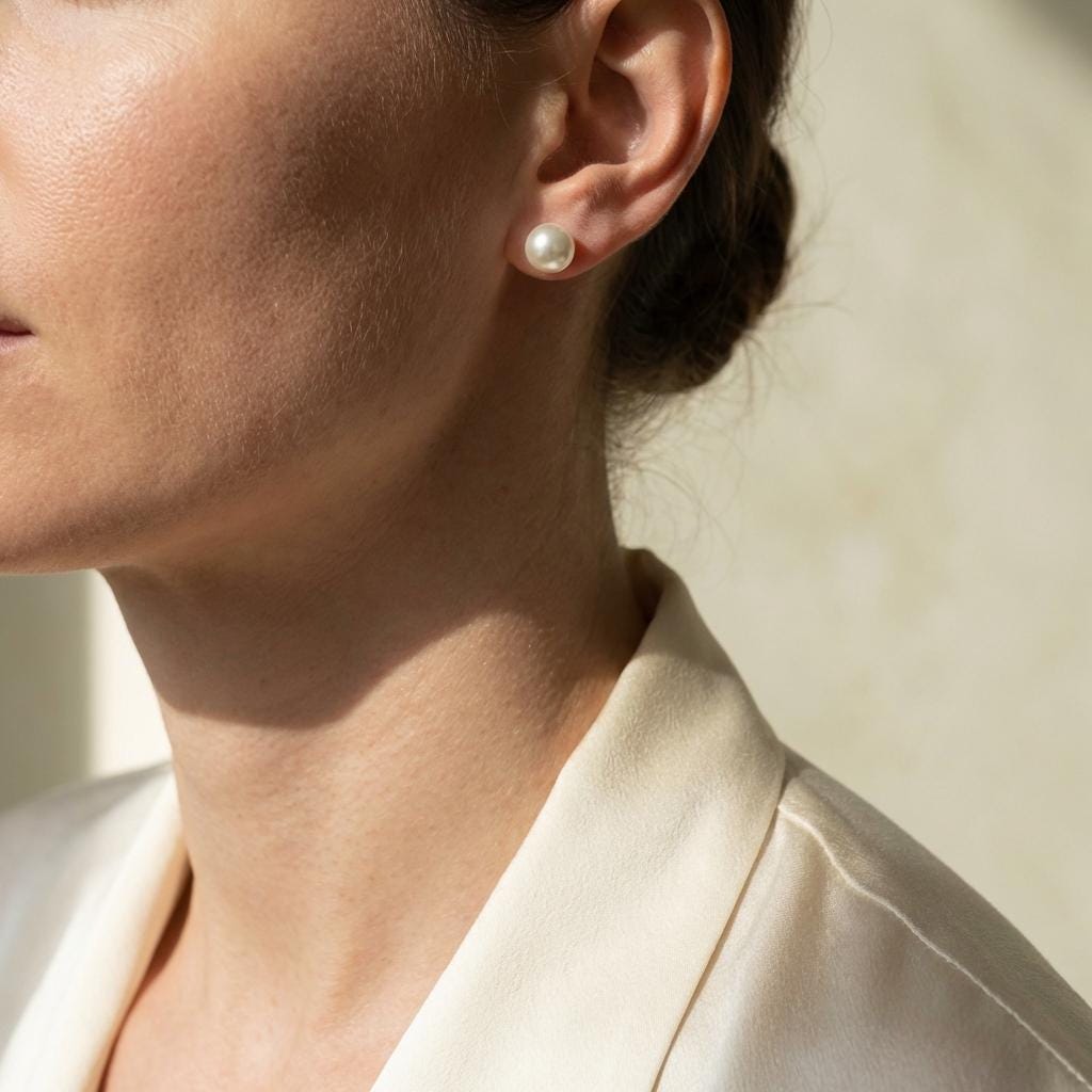 Sterling Silver Pearl Stud Earrings