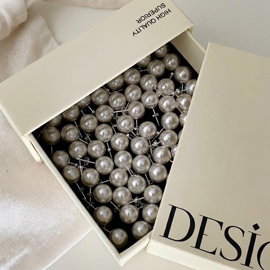 Sterling Silver Pearl Stud Earrings