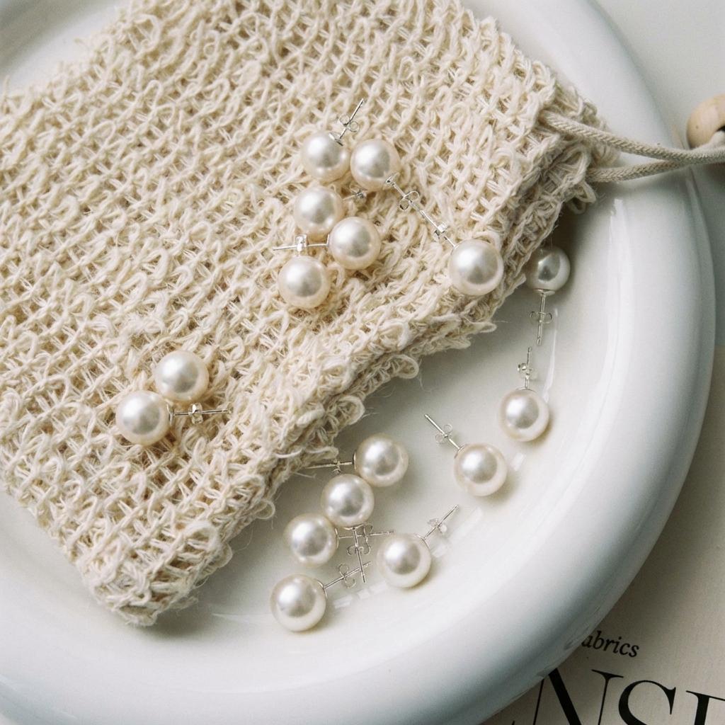 Sterling Silver Pearl Stud Earrings