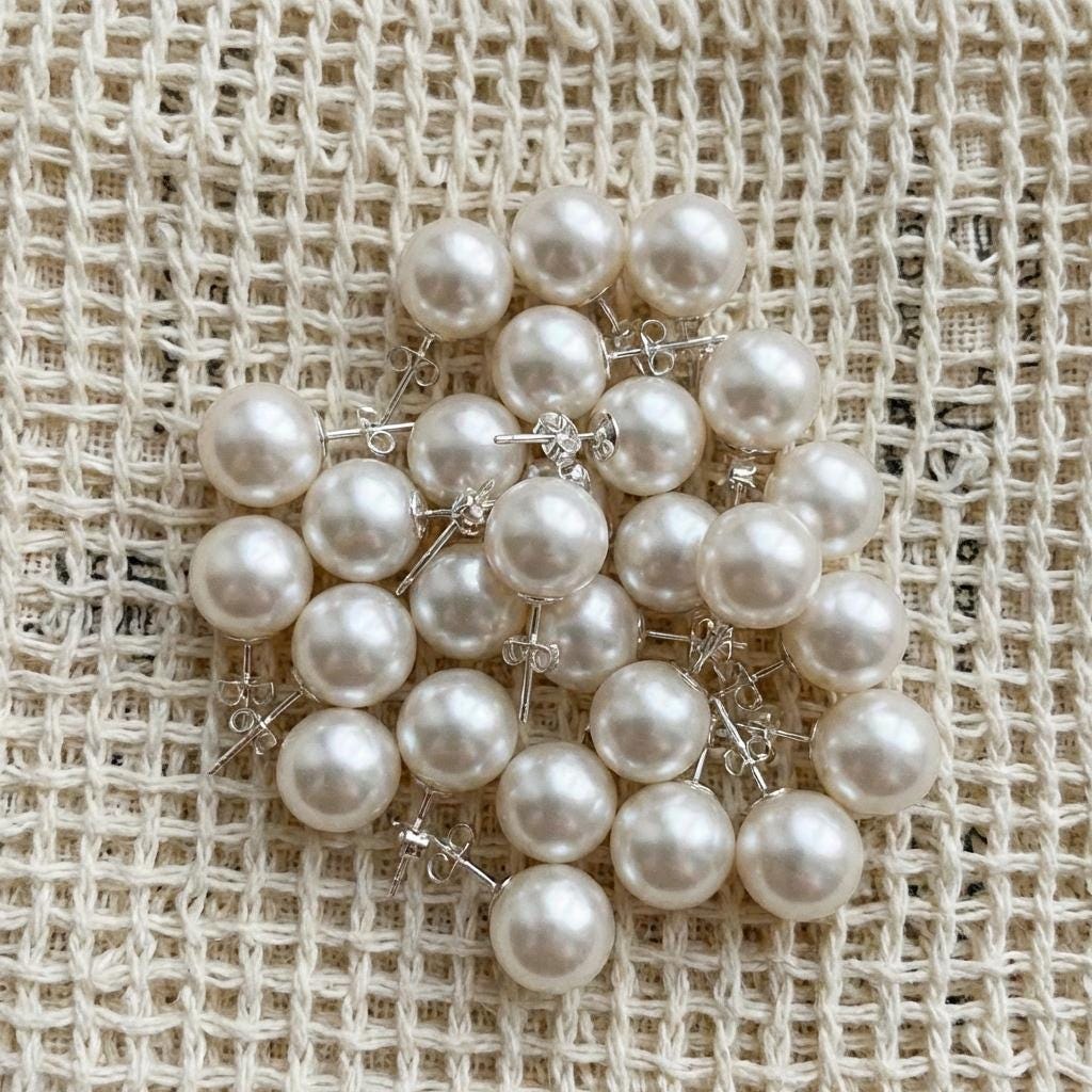Sterling Silver Pearl Stud Earrings