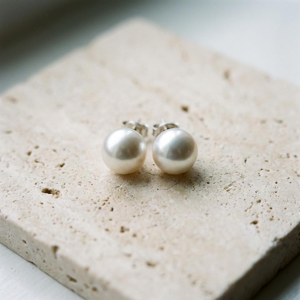 Sterling Silver Pearl Stud Earrings