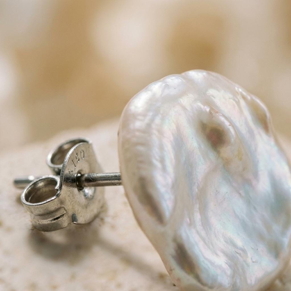 Sterling Silver Petal Pearl Earrings