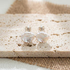 Sterling Silver Petal Pearl Earrings