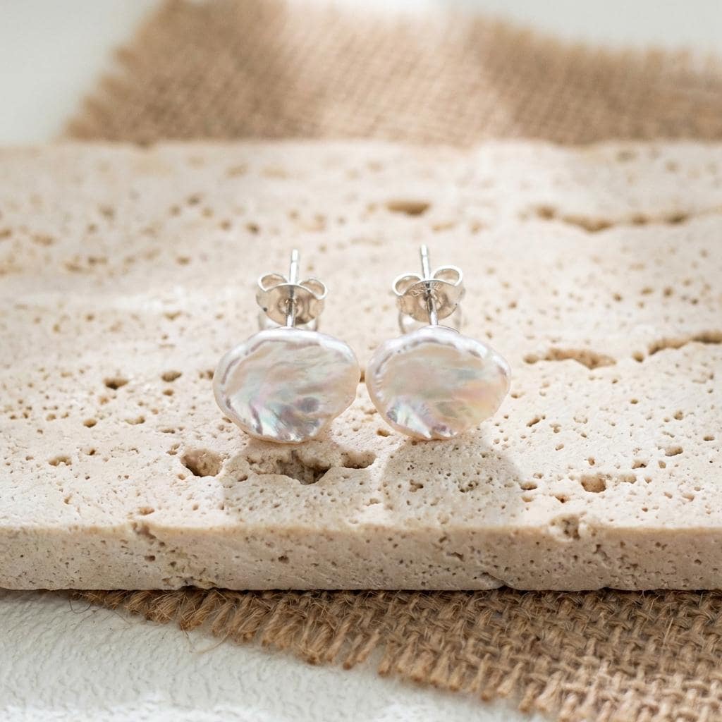 Sterling Silver Petal Pearl Earrings