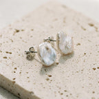 Sterling Silver Petal Pearl Earrings