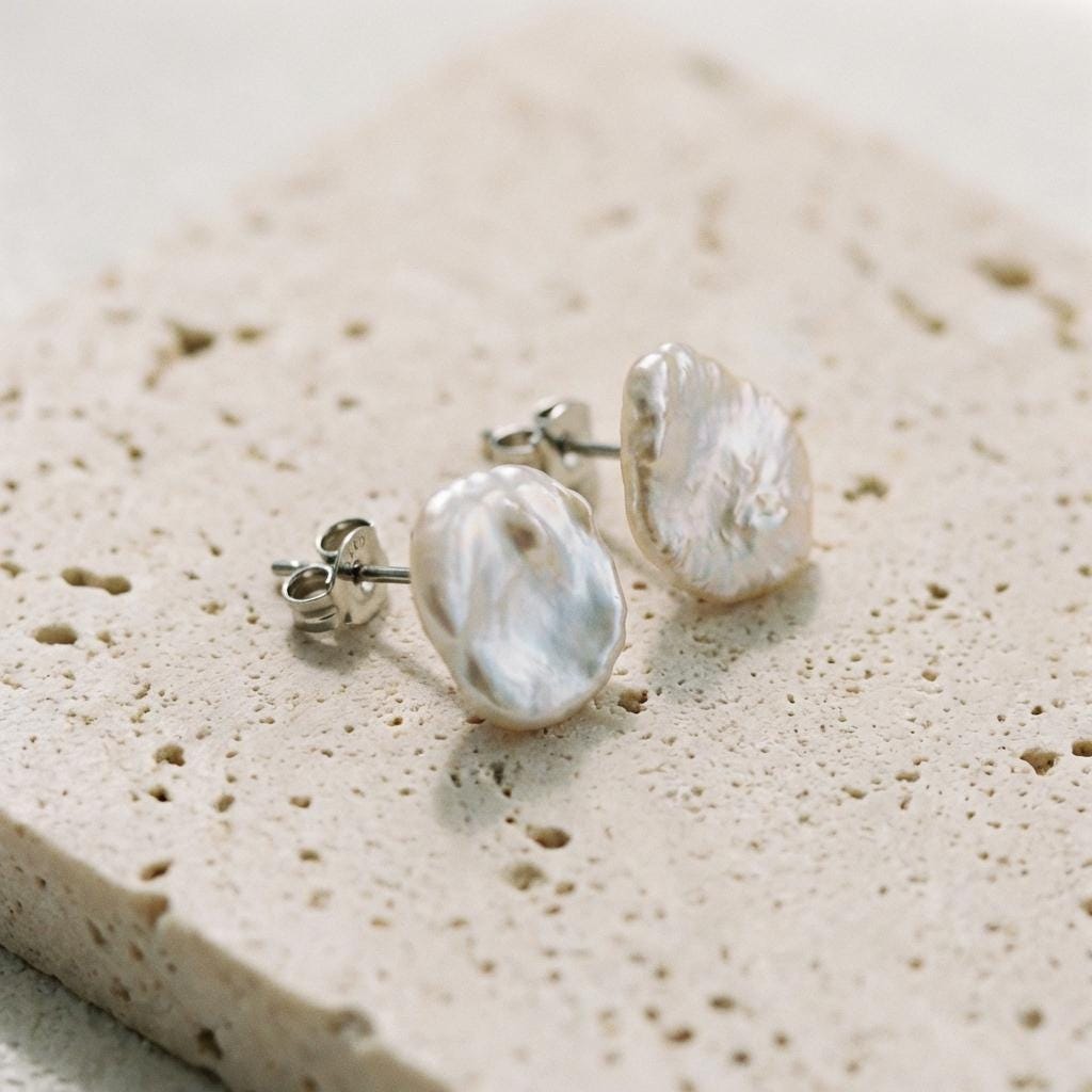 Sterling Silver Petal Pearl Earrings