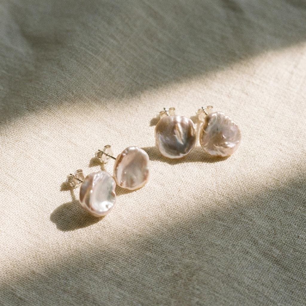 Sterling Silver Petal Pearl Earrings