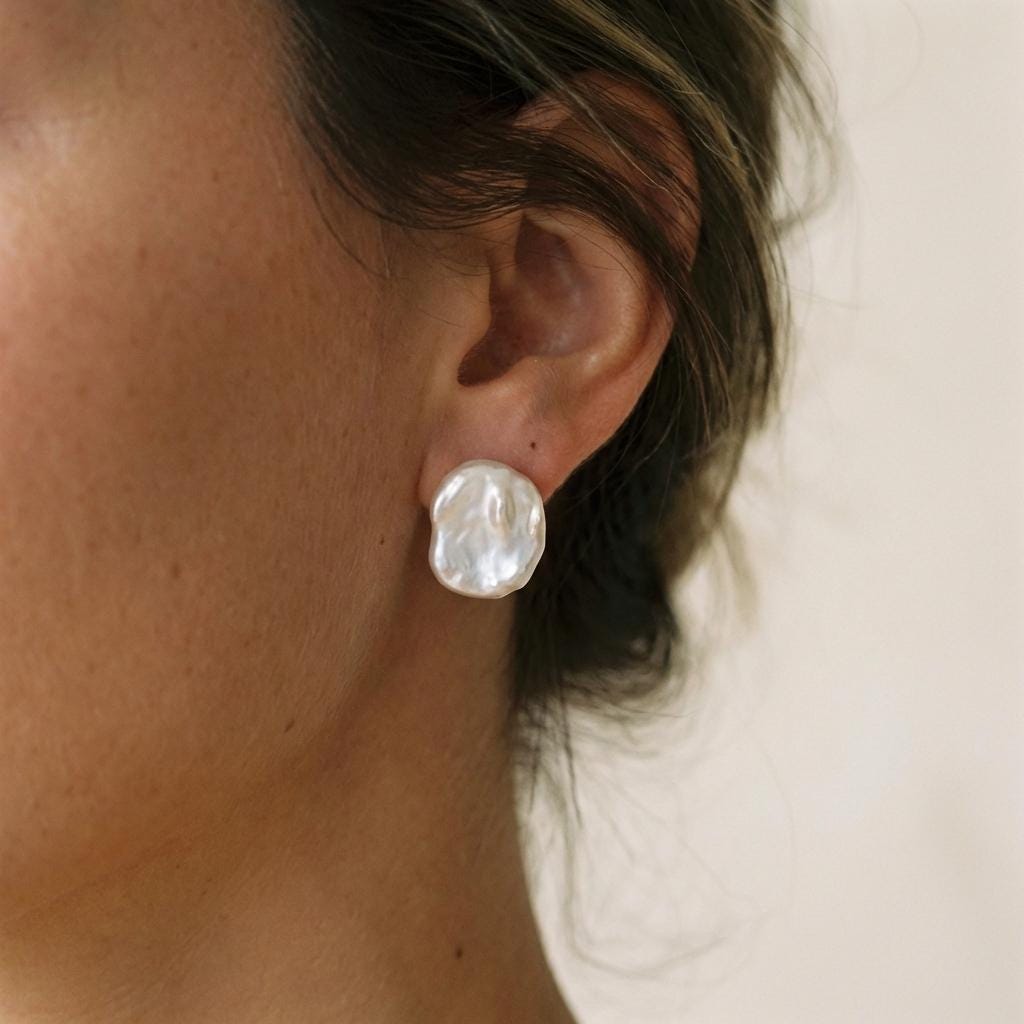 Sterling Silver Petal Pearl Earrings