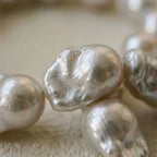 Large Baroque Pearl Necklace - Sterling Silver Beaded Strand - Irregular Beauty Pearl