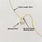 Large Heart Baroque Pearl Necklace – 18k Gold Plated Sterling Silver - Irregular Beauty Pearl
