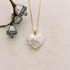 Large Heart Baroque Pearl Necklace – 18k Gold Plated Sterling Silver - Irregular Beauty Pearl