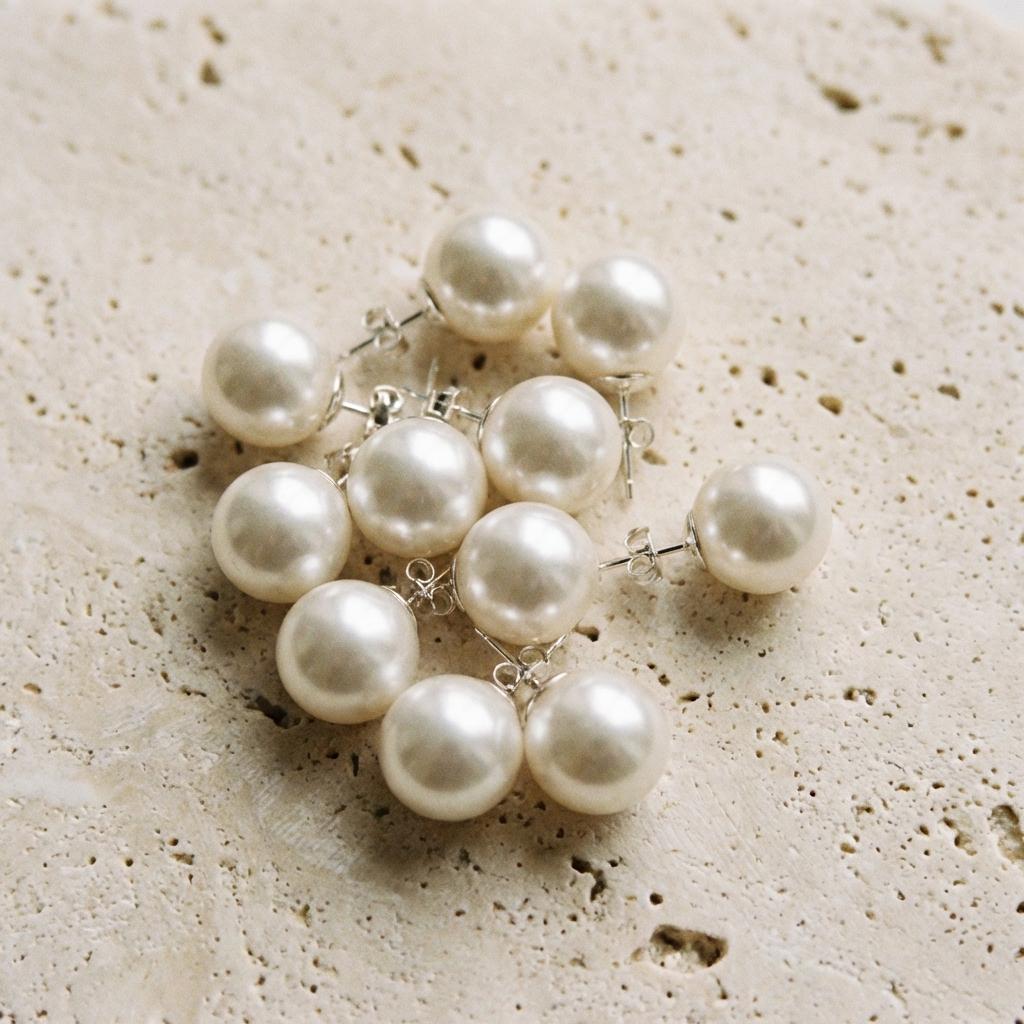 Sterling Silver Pearl Stud Earrings