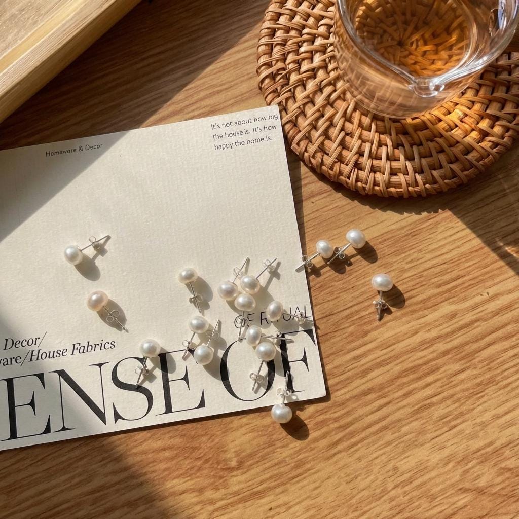 6mm Button Pearl Stud Earrings