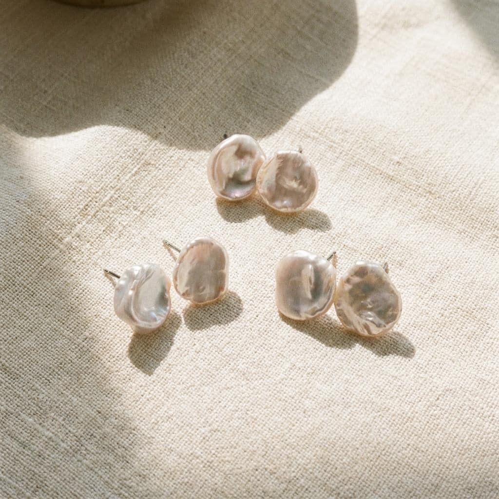 Sterling Silver Petal Pearl Earrings