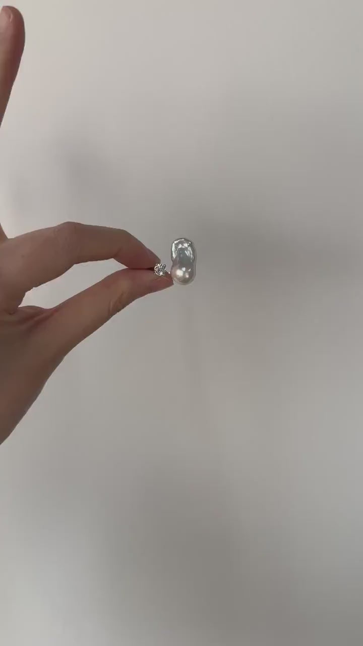 Baroque Pearl Ring - Sterling Silver Open Band