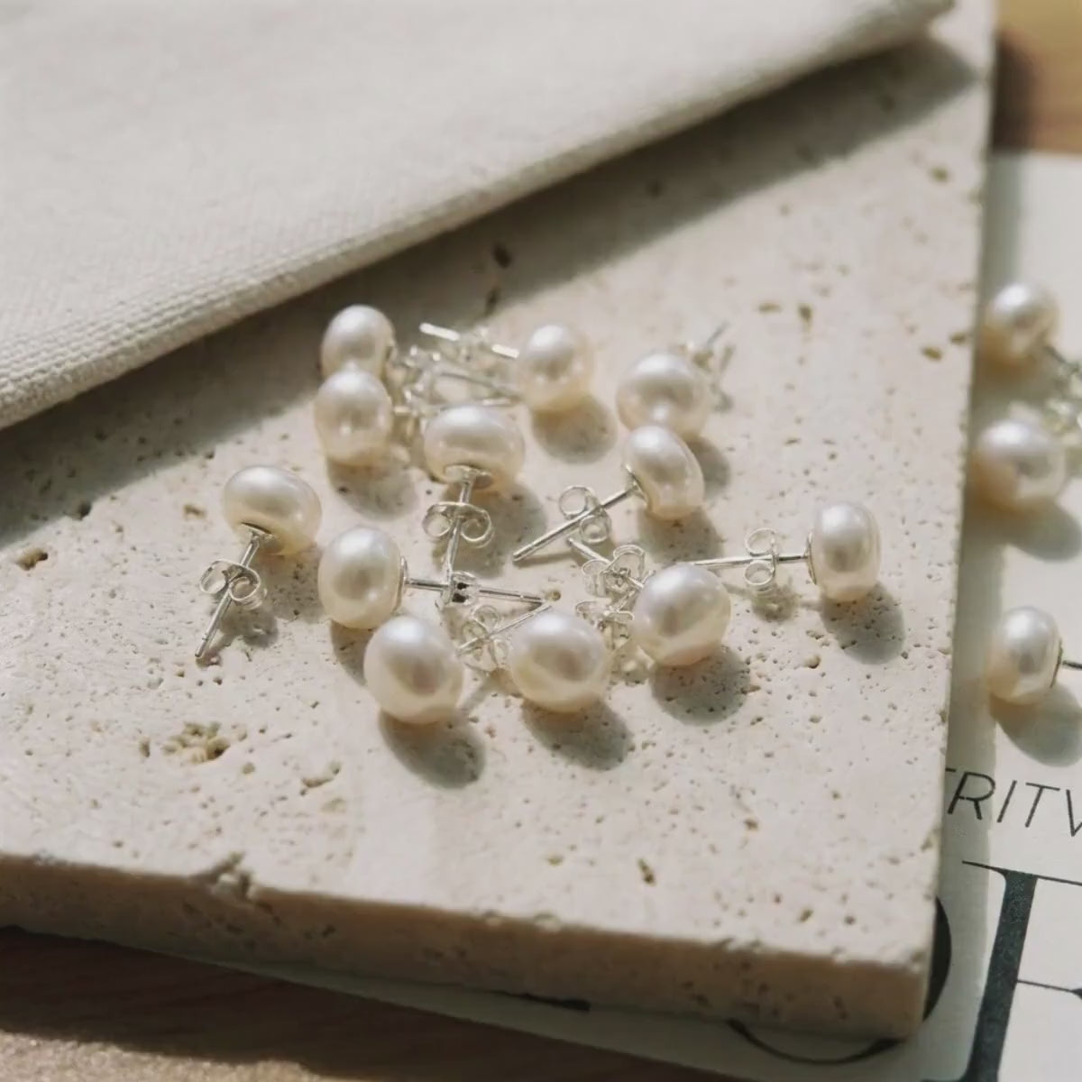 6mm Button Pearl Stud Earrings