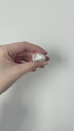 Large Baroque Pearl Ring - Sterling Silver Adjustable Statement Jewelry