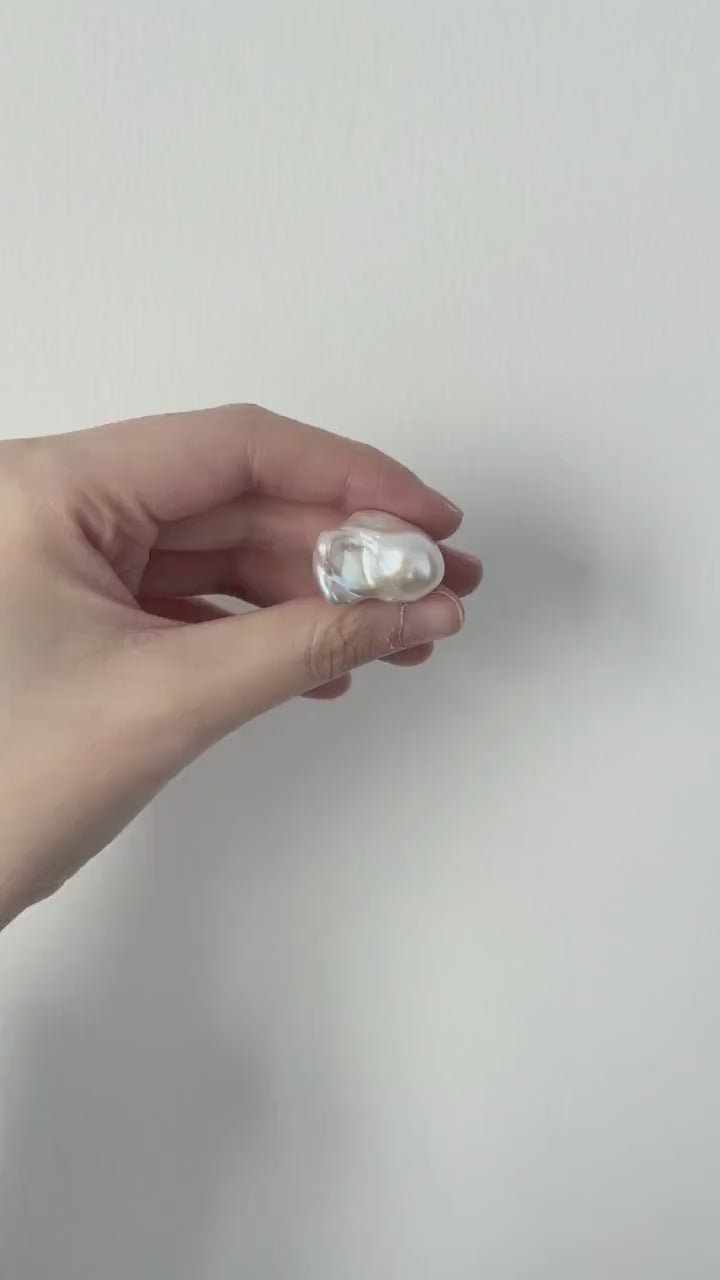 Large Baroque Pearl Ring - Sterling Silver Adjustable Statement Jewelry