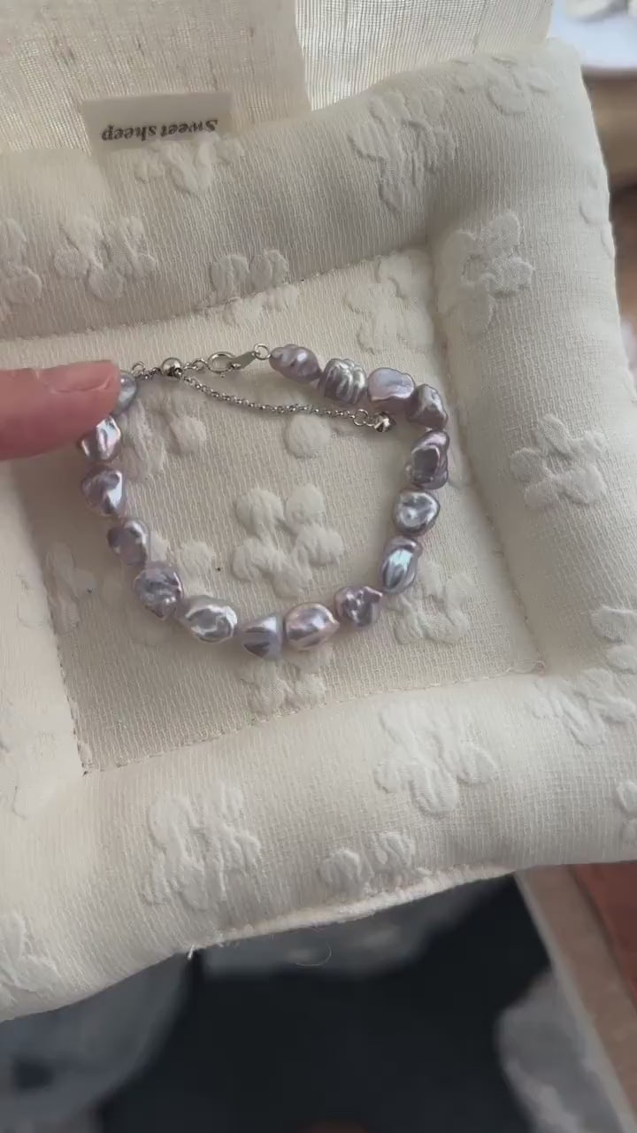 Blue Blood Pearl Bracelet - 925 Sterling Silver