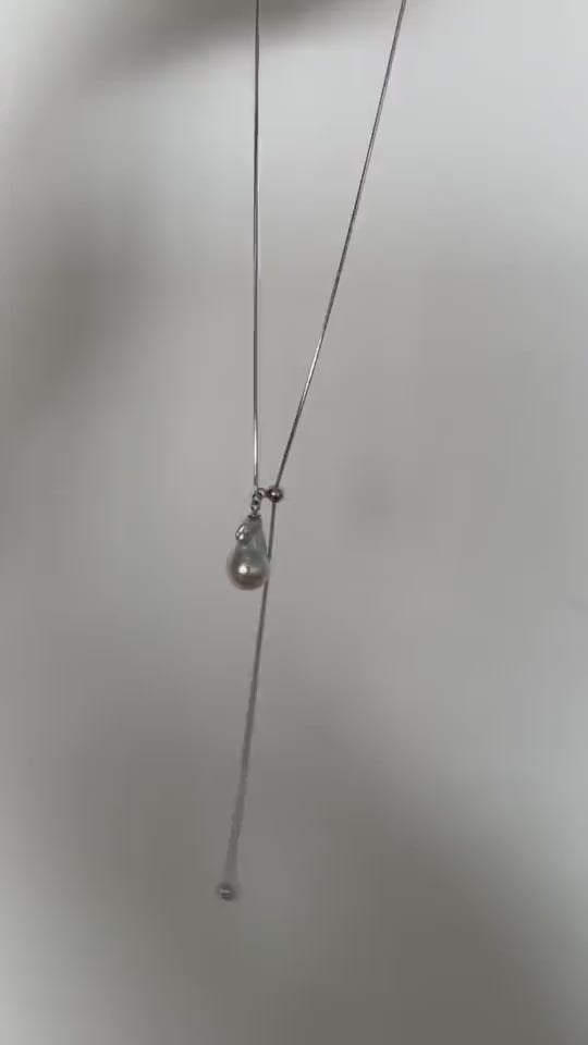 Baroque Pearl Necklace - 925 Sterling Silver Slider Chain
