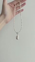 Jumbo Baroque Pearl Pendant Necklace - 925 Sterling Silver Seed Pearl Strand