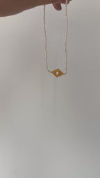 Gold Vermeil Evil Eye Necklace – Marquise Zirconia & Seed Pearl