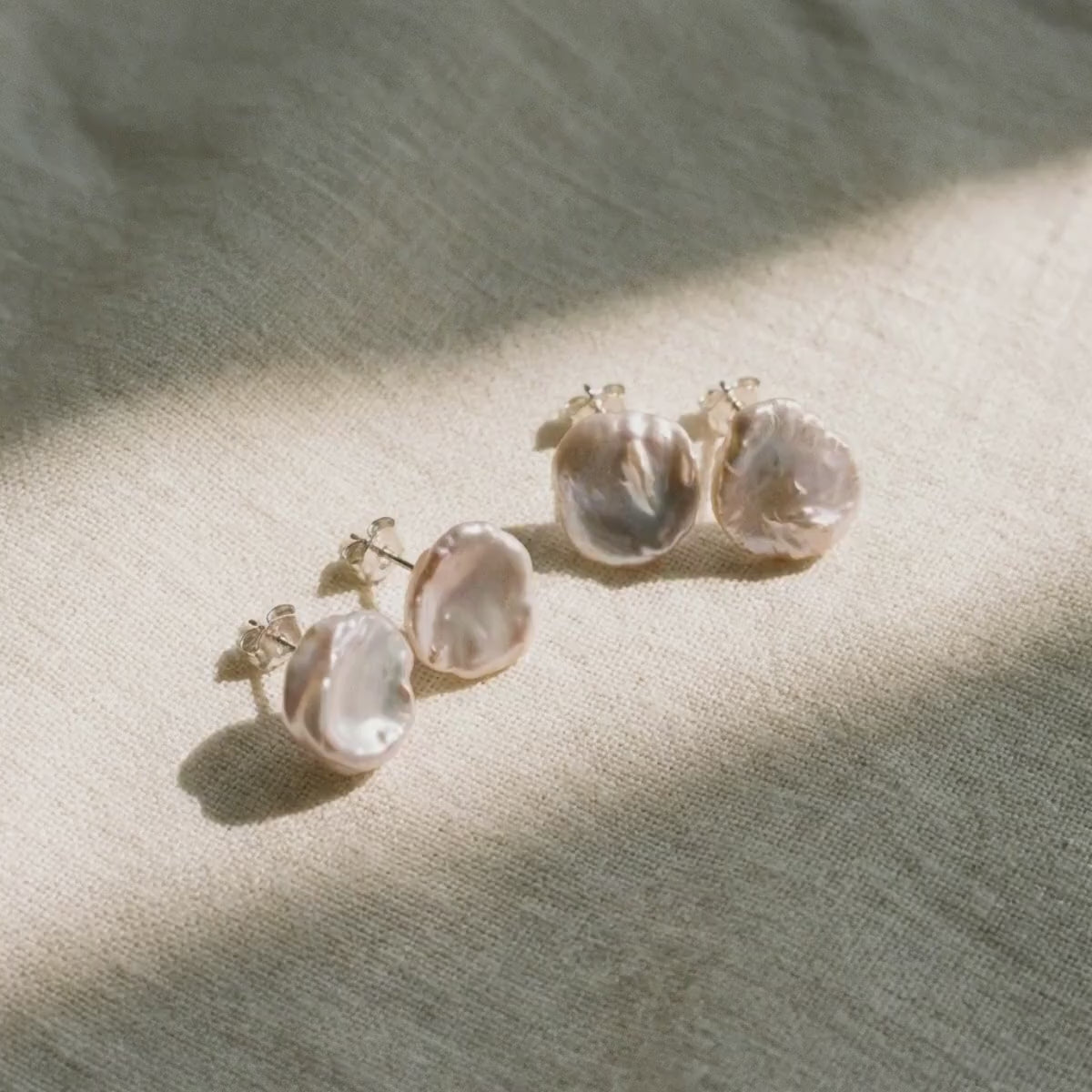 Sterling Silver Petal Pearl Earrings