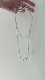 Large Baroque Pearl Double Layer Necklace - 925 Sterling Silver
